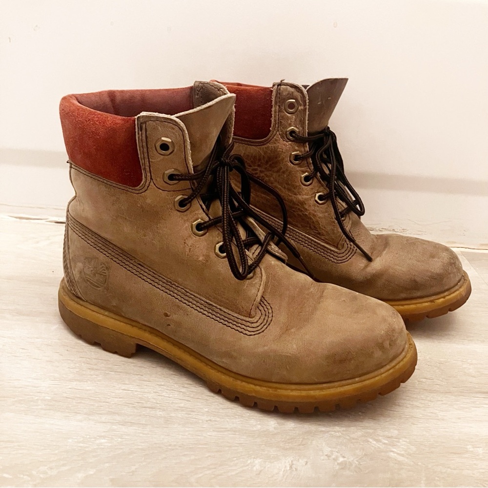Timberland premium classic combat hiking taupe suede boots size 8